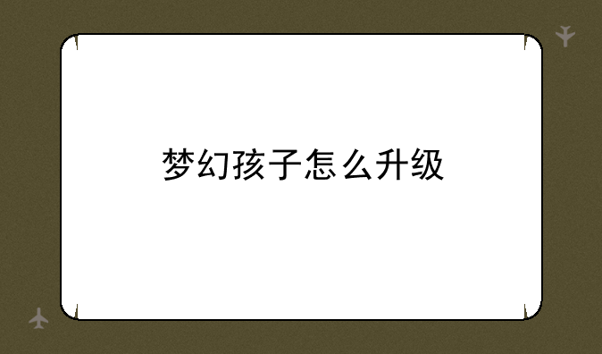 梦幻孩子怎么升级