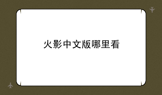 火影中文版哪里看