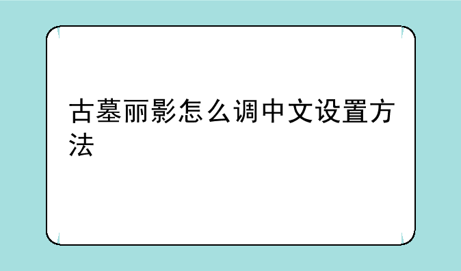 古墓丽影怎么调中文设置方法