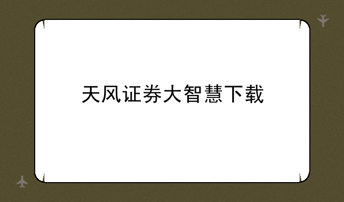 天风证券大智慧下载