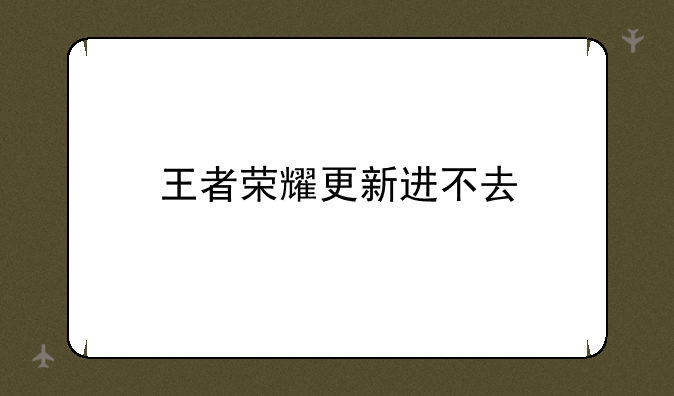 王者荣耀更新进不去