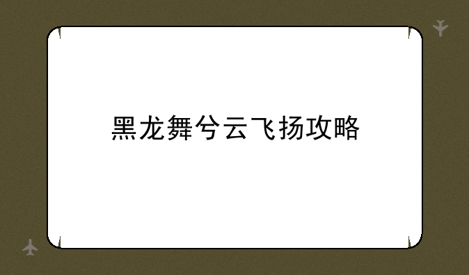 黑龙舞兮云飞扬攻略