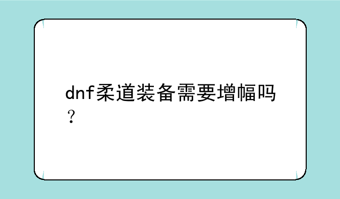 dnf柔道装备需要增幅吗？