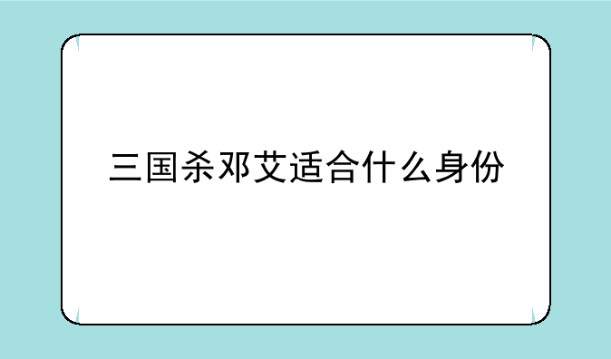 三国杀邓艾适合什么身份