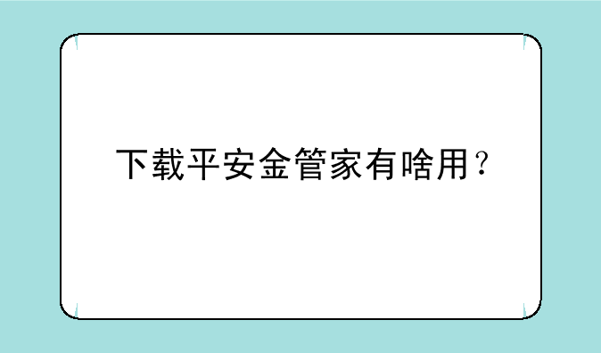 下载平安金管家有啥用？