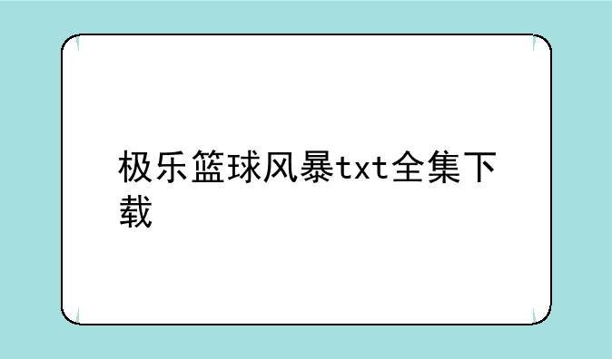 极乐篮球风暴txt全集下载