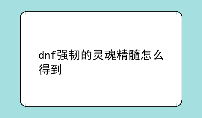 dnf强韧的灵魂精髓怎么得到