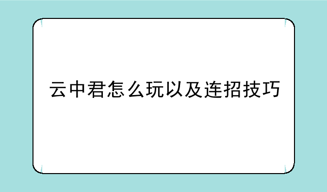 云中君怎么玩以及连招技巧
