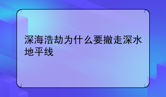深海浩劫为什么要撤走深水地平线