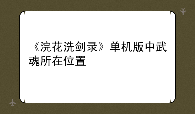 《浣花洗剑录》单机版中武魂所在位置