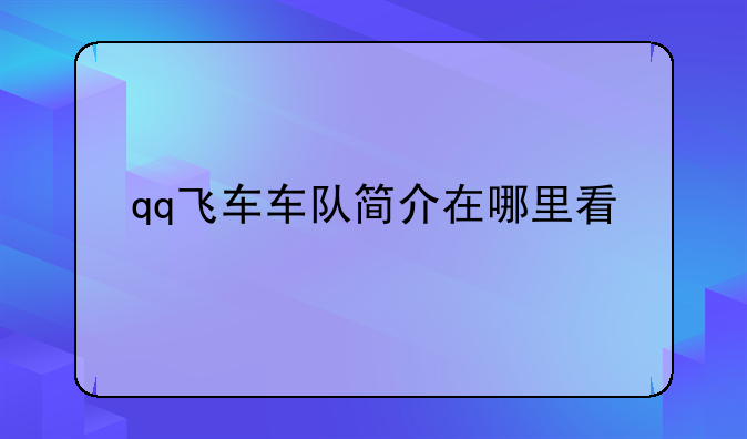 qq飞车车队简介在哪里看
