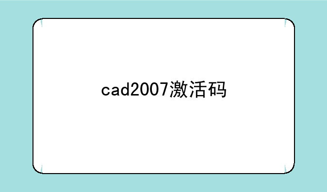 cad2007激活码