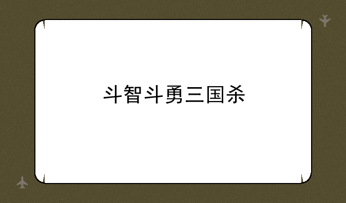 斗智斗勇三国杀