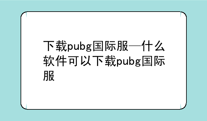 下载pubg国际服—什么软件可以下载pubg国际服