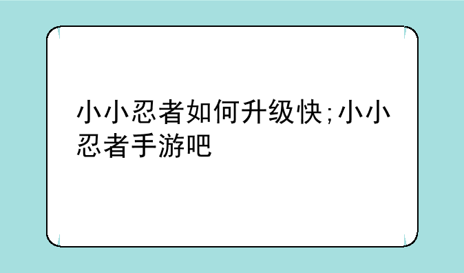 小小忍者如何升级快;小小忍者手游吧