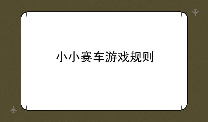 小小赛车游戏规则