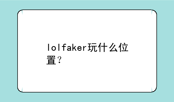 lolfaker玩什么位置？